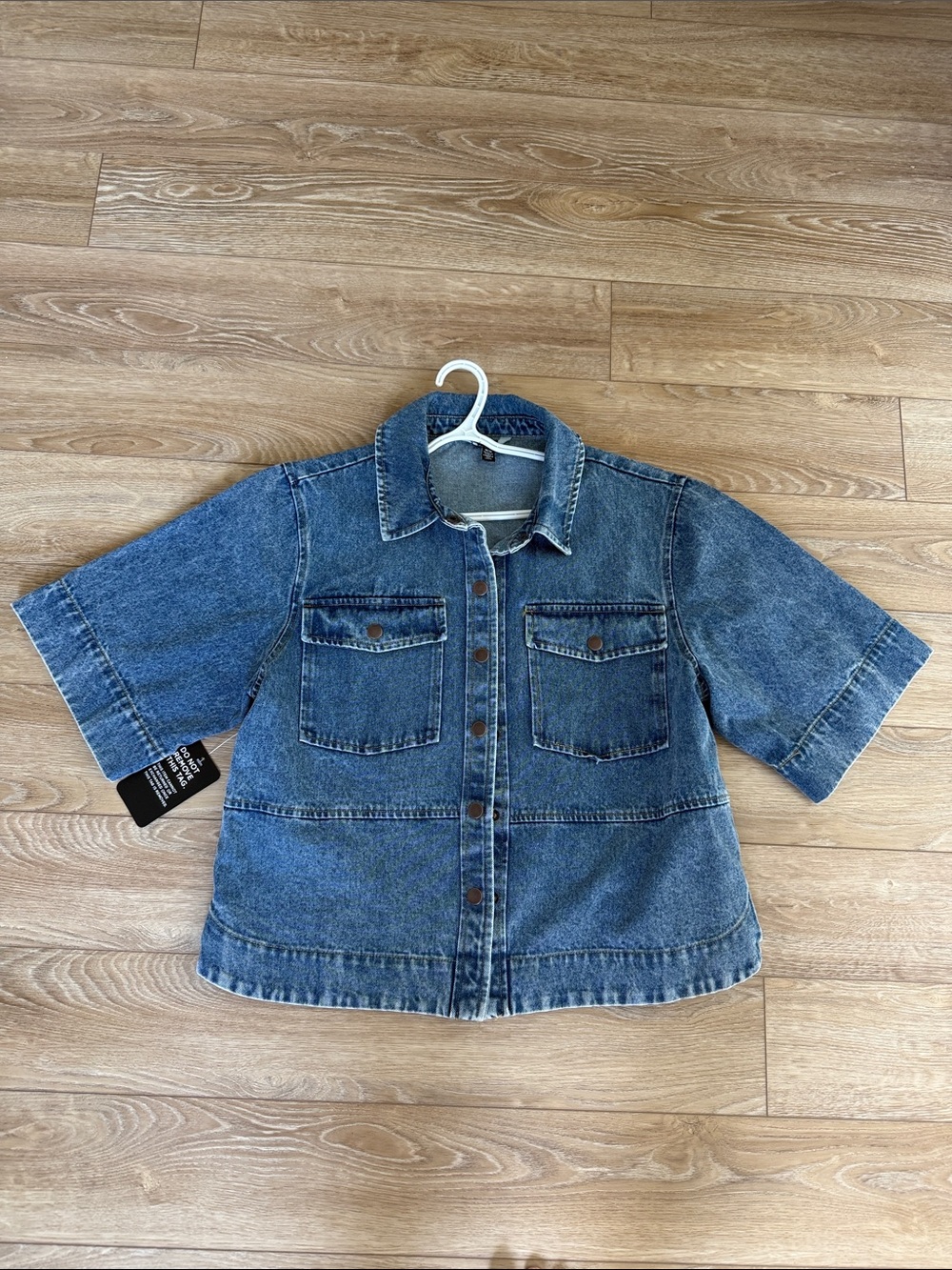 Steve Madden Blue Short-Sleeve Denim Jacket